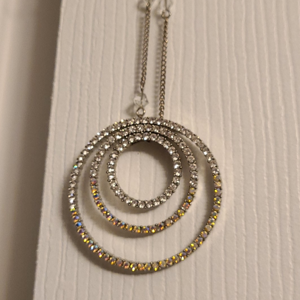 Betsey Rhinestones Pendant Necklace 24" drop